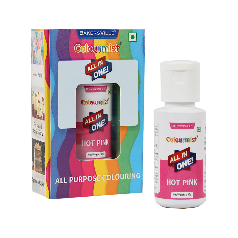 Colourmist All In One Food Colour (Hot Pink), 30g | Multipurpose Concentrated Color for Chocolates, Icing, Sweets, Fondant & for All Food Products
