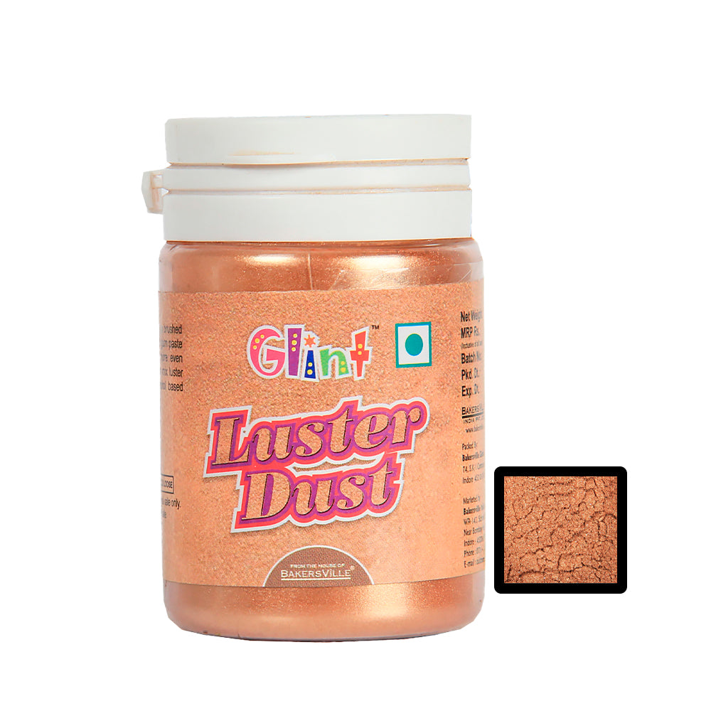 Glint Edible Luster Dust ( Copper ), 10g | Pearl Dust | Edible Sparkle Dust | Edible Product for Cake Decor | Glittering Shiner Dust | Copper - 10g