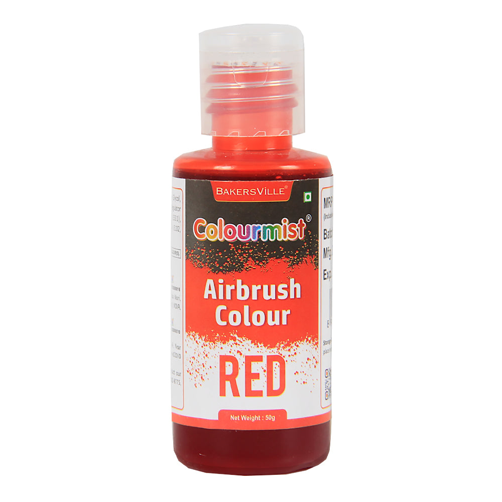 Colourmist Edible Concentrated Vibrant Airbrush Colour (RED), 50g  | Airbrush Colour For Cakes, Choclate, Fondant, Icing and more | RED, 50g