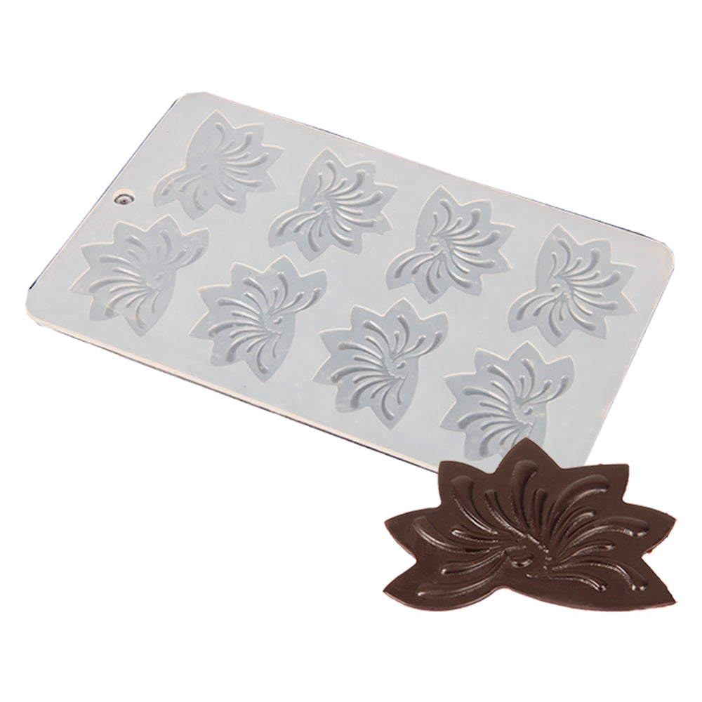 FineDecor Flower Pattern Silicone Chocolate Garnishing Mould (8 Cavity), Flower Shape Garnishing Sheet For Chocolate And Cake Decoration, FD 3508