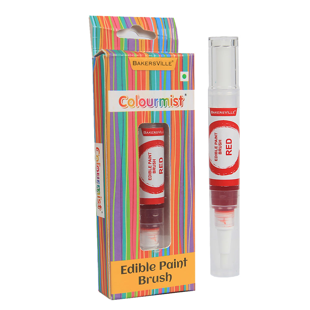 Colourmist Edible Paint Brush With Vibrant Colour Paint ( Red ) | Food Colour Paint Brush For Dessert | 1pc