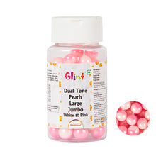 Load image into Gallery viewer, Glint Dual Tone Pearl Balls for Cake Decoration ( 10mm ) ( White &amp; Pink ), 75g | Dual Colour Cake Sprinkle For Cake Decoration | 75g
