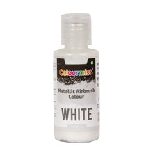 Load image into Gallery viewer, Colourmist Concentrated Vibrant Airbrush Metallic Food Colour (METALLIC WHITE), 50g | Airbrush Colour For Cakes, Choclate, Fondant, Icing and more
