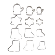 Load image into Gallery viewer, FineDecor Cookie Cutter Stainless Steel Cookie Cutter Set (Glove Shape, Star Shape, Left &amp; Right Shoes Shape) (12 Pieces) - FD 3100
