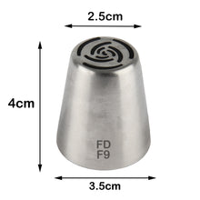 Load image into Gallery viewer, FineDecor Russian Piping Tip, Cake Decoration Nozzle Cream Icing Nozzle Tip Stainless Steel Nozzle Cream Puff Decor Pastry Icing Tool, 1psc (F9)
