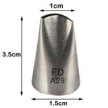 Load image into Gallery viewer, FineDecor Piping Tip, Stainless Steel Icing Piping Nozzle Tip, Cake Decorating Tools Cream Puff Decor Pastry Icing Piping Tool for Baker, 1psc (A29)
