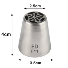 Load image into Gallery viewer, FineDecor Russian Piping Tip, Cake Decoration Nozzle Cream Icing Nozzle Tip Stainless Steel Nozzle Cream Puff Decor Pastry Icing Tool, 1psc (F11)
