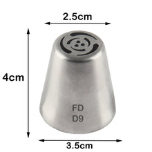Load image into Gallery viewer, FineDecor Russian Piping Tip, Cake Decoration Nozzle Cream Icing Nozzle Tip Stainless Steel Nozzle Cream Puff Decor Pastry Icing Tool, 1psc (D9)
