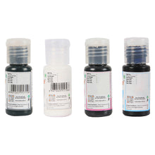Load image into Gallery viewer, Colourmist Soft Gel Concentrated Color 20g each, Pack of 4(Cement Black, Vibrant White, Mauve, Sky Blue), gel Colour For Fondant, Dessert, Baking
