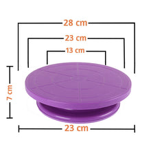Load image into Gallery viewer, FineDecor Non Slip Plastic Cake Server 28 cm, 360° Degree Rotating Cake Turntable, Cake Decorating Stand, Cake Stand for Icing(Purple), FD 3299
