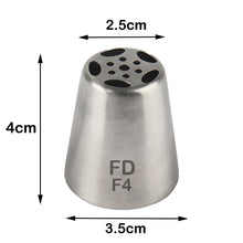Load image into Gallery viewer, FineDecor Russian Piping Tip, Cake Decoration Nozzle Cream Icing Nozzle Tip Stainless Steel Nozzle Cream Puff Decor Pastry Icing Tool, 1psc (F4)
