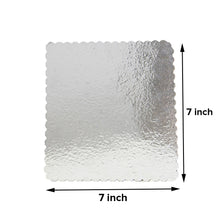 Load image into Gallery viewer, FineDecor Silver Cake Board 7 INCH Square Cardboard (5 Pieces), Cardboard Square Cake Rectangle Base, 7 Inches Diameter (Silver)
