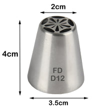 Load image into Gallery viewer, FineDecor Russian Piping Tip, Cake Decoration Nozzle Cream Icing Nozzle Tip Stainless Steel Nozzle Cream Puff Decor Pastry Icing Tool, 1psc (D12)
