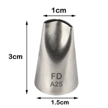 Load image into Gallery viewer, FineDecor Piping Tip, Stainless Steel Icing Piping Nozzle Tip, Cake Decorating Tools Cream Puff Decor Pastry Icing Piping Tool for Baker, 1psc (A25)
