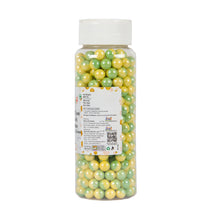 Load image into Gallery viewer, Glint Dual Tone Pearl Balls for Cake Decoration ( 7mm ) ( Yellow &amp; Green ), 150g | Dual Colour Cake Sprinkle For Cake Decoration | 150g
