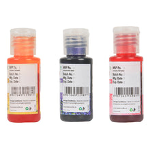 Load image into Gallery viewer, Colourmist Oil Colour With Flavour, Assorted Pack Of 3 (RASMALAI, LAVENDER, ROSE), 30g Each | Chocolate Oil Assorted Flavour with Natural Colour
