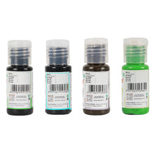 Load image into Gallery viewer, Colourmist Soft Gel Concentrated Color 20g each, Pack of 4(Leaf Green,Turquoise,Pastel Brown,Pastel Green), gel Colour For Fondant, Dessert, Baking
