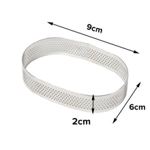 Load image into Gallery viewer, FineDecor Perforated Oval Shape Tart Ring - Stainless Steel Tart Ring for Baking 3 Pieces Set ( 2.5 * 1 in, 3 * 1.5 in, 3.5 * 2.5 in ) - FD 3308
