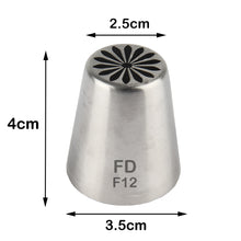 Load image into Gallery viewer, FineDecor Russian Piping Tip, Cake Decoration Nozzle Cream Icing Nozzle Tip Stainless Steel Nozzle Cream Puff Decor Pastry Icing Tool, 1psc (F12)
