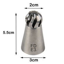 Load image into Gallery viewer, FineDecor Russian Piping Tip, Round Shape Cake Decoration Nozzle Cream Icing Tip Stainless Steel Nozzle Cream Puff Decor Pastry Icing Tool, 1 psc(E3)
