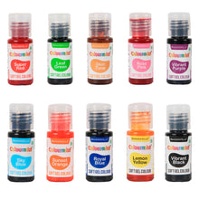 Load image into Gallery viewer, Colormist Soft Gel Paste Color Assorted 20g each, Pack of 10 (Red,Blue,Green,Orange,Skin, Royal Blue,Pink,Yellow,Vibrant Purple, Black) BV 3046
