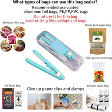 Load image into Gallery viewer, FineDecor Mini Bag Heat Sealer, Portable Handheld Food Bag Heat Sealing Power for vacuum sealed bags, chip bags, plastic bags - FD 2989
