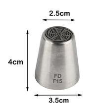 Load image into Gallery viewer, FineDecor Russian Piping Tip, Cake Decoration Nozzle Cream Icing Nozzle Tip Stainless Steel Nozzle Cream Puff Decor Pastry Icing Tool, 1psc (F15)
