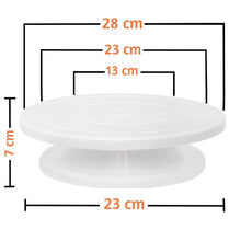 Load image into Gallery viewer, FineDecor Non Slip Plastic Cake Server 28 cm, 360° Degree Rotating Cake Turntable, Cake Decorating Stand, Cake Stand for Icing(White), FD 3296
