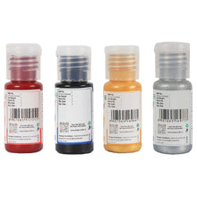Load image into Gallery viewer, Colourmist Soft Gel Concentrated Color 20g each, Pack of 4(Super Red, Royal Blue, Metallic Gold, Metallic Silver) Gel Colour For Fondant, Dessert
