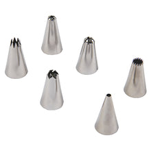 Load image into Gallery viewer, FineDecor Stainless Steel Cake Decorating Nozzle Set(6 Pcs) Piping Set for Cake Decoration and Icing - FD 2944
