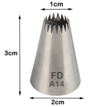 Load image into Gallery viewer, FineDecor Piping Tip, Stainless Steel Icing Piping Nozzle Tip, Cake Decorating Tools Cream Puff Decor Pastry Icing Piping Tool for Baker, 1psc (A14)
