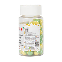 Load image into Gallery viewer, Glint Dual Tone Pearl Balls for Cake Decoration ( 10mm ) ( Yellow &amp; Green ), 75g | Dual Colour Cake Sprinkle For Cake Decoration | 75g
