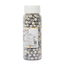 Load image into Gallery viewer, Glint Dual Tone Pearl Balls for Cake Decoration ( 7mm ) ( White &amp; Grey ), 150g | Dual Colour Cake Sprinkle For Cake Decoration | 150g

