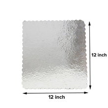 Load image into Gallery viewer, FineDecor Silver Cake Board 12 INCH Square Cardboard (5 Pieces), Cardboard Square Cake Rectangle Base, 12 Inches Diameter (Silver)
