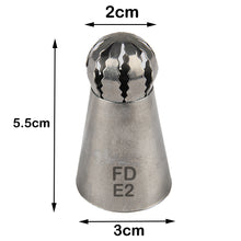 Load image into Gallery viewer, FineDecor Russian Piping Tip, Round Shape Cake Decoration Nozzle Cream Icing Tip Stainless Steel Nozzle Cream Puff Decor Pastry Icing Tool, 1 psc(E2)
