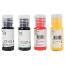 Load image into Gallery viewer, Colourmist Soft Gel Concentrated Color 20g each, Pack of 4( Black, Forest Green, Pastel Red, Mustard Yellow) Gel Colour For Fondant, Dessert, Baking
