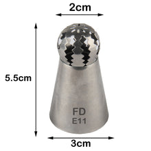 Load image into Gallery viewer, FineDecor Russian Piping Tip,Round Shape Cake Decoration Nozzle Cream Icing Tip Stainless Steel Nozzle Cream Puff Decor Pastry Icing Tool, 1 psc(E11)
