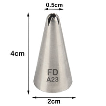 Load image into Gallery viewer, FineDecor Piping Tip, Stainless Steel Icing Piping Nozzle Tip, Cake Decorating Tools Cream Puff Decor Pastry Icing Piping Tool for Baker, 1psc (A23)
