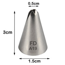 Load image into Gallery viewer, FineDecor Piping Tip, Stainless Steel Icing Piping Nozzle Tip, Cake Decorating Tools Cream Puff Decor Pastry Icing Piping Tool for Baker, 1psc (A19)
