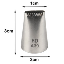 Load image into Gallery viewer, FineDecor Piping Tip, Stainless Steel Icing Piping Nozzle Tip, Cake Decorating Tools Cream Puff Decor Pastry Icing Piping Tool for Baker, 1psc (A39)
