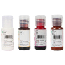 Load image into Gallery viewer, Colourmist Soft Gel Concentrated Color 20g each, Pack of 4(Vibrant White, Gold, Scarlet, Burnt Orange) Gel Colour For Fondant, Dessert, Baking
