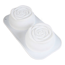 Load image into Gallery viewer, FineDecor Big Rose Shape Silicone Mousse Cake Mould, Non-stick Flower Shape Mould Tray for Baking, Dessert, Biscuit &amp; Soap FD 3172 (2 Cavity)
