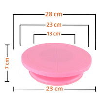 Load image into Gallery viewer, FineDecor Non Slip Plastic Cake Server 28 cm, 360° Degree Rotating Cake Turntable, Cake Decorating Stand, Cake Stand for Icing(Pink), FD 3298

