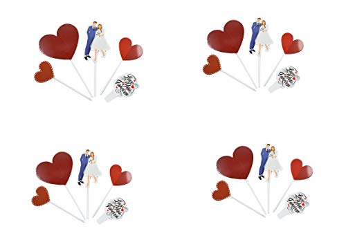 Let's Party Cake Topper Pack of 4, 20 Pieces (Love Theme)