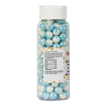 Load image into Gallery viewer, Glint Dual Tone Pearl Balls for Cake Decoration ( 10mm ) ( White &amp; Blue ), 150g | Dual Colour Cake Sprinkle For Cake Decoration | 150g
