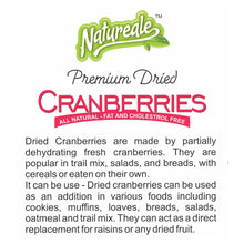 Load image into Gallery viewer, Natureale Premium Dried Cranberries (Fat &amp; Cholestrol Free), 200 gm
