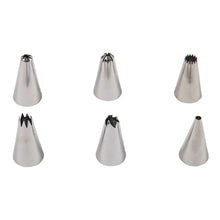 Load image into Gallery viewer, FineDecor Stainless Steel Cake Decorating Nozzle Set(6 Pcs) Piping Set for Cake Decoration and Icing - FD 2944
