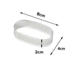 Load image into Gallery viewer, FineDecor Perforated Oval Shape Tart Ring - Stainless Steel Tart Ring for Baking 3 Pieces Set ( 2.5 * 1 in, 3 * 1.5 in, 3.5 * 2.5 in ) - FD 3308
