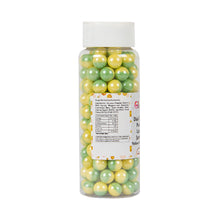 Load image into Gallery viewer, Glint Dual Tone Pearl Balls for Cake Decoration ( 10mm ) ( Yellow &amp; Green ), 150g | Dual Colour Cake Sprinkle For Cake Decoration | 150g
