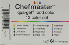 Load image into Gallery viewer, CHEFMASTER - LIQUA GEL - ASSORTED KIT - (20 GM X 12 BOTTLES X 1 KIT)
